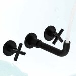 Mitigeur de lavabo robinet de salle de bain mural noir mat mitigeur de lavabo en laiton � double poign�e ...