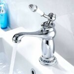 Trimec - mitigeur robinet lavabo laiton cramique vier robinet noir et blanc en porcelaine  long cou ...