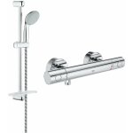 Grohe - mitigeur thermostatique douche grohtherm 800 + barre de douche + porte savon + douchette tempesta ...
