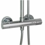 Mitigeur thermostatique rond double sortie pour colonne douche - chrom