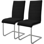 Ml - design lot de 2 chaises de salle � manger, noir, en simili, design cantilever, chaise pied luge, ...