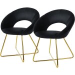 Lot de 2 chaises de salle à manger en velours, noir, avec dossier rond, assise rembourrée, pieds en métal ... Lot de 2 chaises de salle à manger en velours, noir, avec dossier rond, assise rembourrée, pieds en métal ...