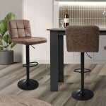 Lot de 2 tabourets de bar en simili, marron, chaise rembourre avec dossier et repose - pieds, rglable ...