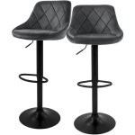 Lot de 2 tabourets de bar en velours, gris, chaise rembourr�e avec dossier et repose - pieds, r�glable ...