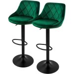 Ml - design lot de 2 tabourets de bar en velours, vert, chaise rembourr�e avec dossier et repose - pieds, ...