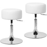 Ml - design lot de 2 tabourets de travail, rond, blanc, � 33 cm, hauteur r�glable 52 - 65 cm, synth�tique ...