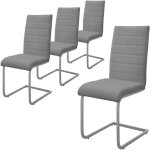 Lot de 4 chaises de salle  manger, gris, en simili, design cantilever, chaise pied luge, assise rembourr, ...