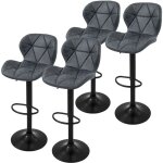 Ml - design - lot de 4 tabourets de bar en simili, anthracite, chaise rembourre avec dossier et repose ...