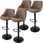 Ml - design - lot de 4 tabourets de bar en simili, marron, chaise rembourr�e avec dossier et repose - ...