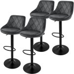 Ml - design - lot de 4 tabourets de bar en velours, gris, chaise rembourre avec dossier et repose - ...