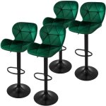 Ml - design - lot de 4 tabourets de bar en velours, vert, chaise rembourre avec dossier et repose - ...