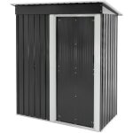 Ml - design - abri de jardin en mtal, 150x184x76 cm, gris fonc, toit en appentis, porte coulissante ...