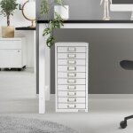 Ml - design - armoire  dossiers avec 10 tiroirs, avec porte - tiquette, 28x38x60 cm, blanche, en acier, ...