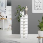 Armoire  dossiers avec 15 tiroirs, avec porte - tiquette, 28x38x87 cm, blanche, en acier, classeur ...