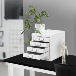 Ml - design - armoire  dossiers avec 5 tiroirs, avec porte - tiquette, 28x38x33 cm, blanche, en acier, ...