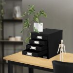 Ml - design - armoire � dossiers avec 5 tiroirs, avec porte - �tiquette, 28x38x33 cm, noir, en acier, ...