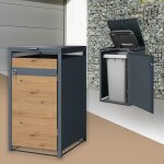 Ml - design - box pour 1 poubelle, 240l, 68x80x116, 3 cm, en acier, anthracite / aspect chêne, résistant ... Ml - design - box pour 1 poubelle, 240l, 68x80x116, 3 cm, en acier, anthracite / aspect chêne, résistant ...