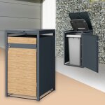 Ml - design - box pour 1 poubelle, jusqu'à 240l, 68x80x116, 3 cm, en acier, anthracite / aspect mélèze, ... Ml - design - box pour 1 poubelle, jusqu'à 240l, 68x80x116, 3 cm, en acier, anthracite / aspect mélèze, ...