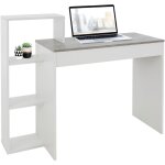 Ml - design ? bureau droit avec 3 �tag�res de rangement ? table de travail 110x72x40 cm ? agglom�r� blanc ...