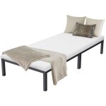 Ml - design - cadre de lit anthracite 90x200 cm avec matelas h:10 cm, sommier � lattes int�gr�, lit m�tallique ...