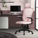 Ml - design - chaise de bureau ergonomique, rose, en maille, appui - t�te et accoudoirs r�glables, soutien ...