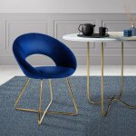 Ml - design chaise de salle à manger en velours, bleu, avec dossier rond, assise rembourrée, avec pieds ... Ml - design chaise de salle à manger en velours, bleu, avec dossier rond, assise rembourrée, avec pieds ...