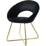 Chaise de salle  manger en velours, noir, avec dossier rond, assise rembourre, avec pieds en mtal ...