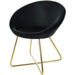 Chaise de salle  manger en velours, noir, avec dossier rond, assise rembourre, pieds en mtal dor, ...