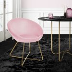 Chaise de salle  manger en velours, rose, avec dossier rond, assise rembourre, pieds en mtal dor, ...