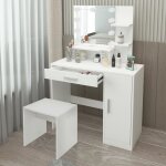 Ml - design - coiffeuse blanc avec tabouret, table de maquillage avec Éclairage led, miroir, tiroir, ... Ml - design - coiffeuse blanc avec tabouret, table de maquillage avec Éclairage led, miroir, tiroir, ...