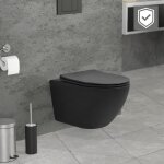 Ml - design - ecd germany wc suspendu sans rebord en c�ramique noir mat, rev�tement nano, toilette murale ...
