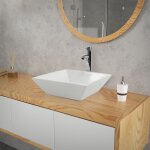 Ml - design lavabo en c�ramique blanc brillant, 41 x 41 x 12 cm, carr�, vasque � poser sur plan de toilette, ...