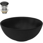 Luxebath - ml - design lavabo en cramique noir mat, 32x13, 5 cm, vasque  poser rond, moderne, cuvette ...