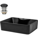 Ml - design lavabo en cramique noir mat, 49x36, 5x14 cm, avec garniture de vidage 1 1 / 4  universelle, ...