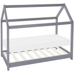 Ml - design - lit d'enfant forme maison 70x140 cm gris clair avec matelas � mousse froide sommier � lattes ...