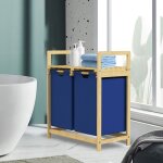 Ml - design panier à linge en bambou, bleu foncé, collecteur de linge avec 2 sacs à linge extensibles ... Ml - design panier à linge en bambou, bleu foncé, collecteur de linge avec 2 sacs à linge extensibles ...