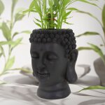 Pot de plantes / fleurs tête de bouddha, 23x23x44 cm, anthracite, résine, intérieur / extérieur, statue ... Pot de plantes / fleurs tête de bouddha, 23x23x44 cm, anthracite, résine, intérieur / extérieur, statue ...