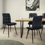 Set de 4 chaise de salle � manger, noir, rev�tement en velours, pieds en m�tal, avec dossier ergonomique, ...