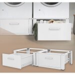 Ml - design - support pour machine  laver double avec 2 tiroirs coulissants, blanc, 128x53, 5x31, 5 ...