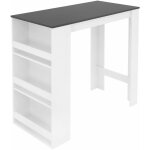 Table de bar avec �tag�re � 3 niveaux, blanc / anthracite, 117x106x57 cm, beaucoup d'espace de rangement, ...