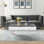 Ml - design table basse avec 2 compartiments de rangement, 110 x 60 x 40 cm, plateau relevable, aspect ...