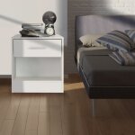 Table de chevet avec 1x tiroir et 1x compartiment ouvert, blanc, 36, 5 x 38, 5 x 30 cm, en bois, table ...