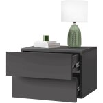 Ml - design table de nuit suspendue 42x29x30cm, fr�ne gris�, armoire murale mdf, 2 tiroirs, table de ...