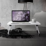 Table pour ordinateur portable pliante, 60x40 cm, blanc, avec 4 prises de charge usb, lampe usb, ventilateur, ...