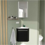 Mob - in - ensemble lave - mains angle suspendu avec armoire toilette d'angle