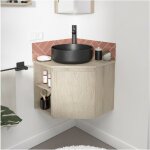 Ensemble meuble sous vasque d'angle avec vasque noire