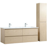 Mob - in - ensemble meuble double vasque dcor chne 120cm + vasque + colonne