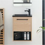 Ensemble lave - mains avec niche et robinet noir