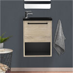 Ensemble lave - mains avec niche et robinet chrom�