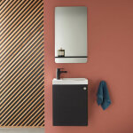 Mob - in - ensemble meuble lave - mains noir carbone ava + miroir + robinet noir Mob - in - ensemble meuble lave - mains noir carbone ava + miroir + robinet noir